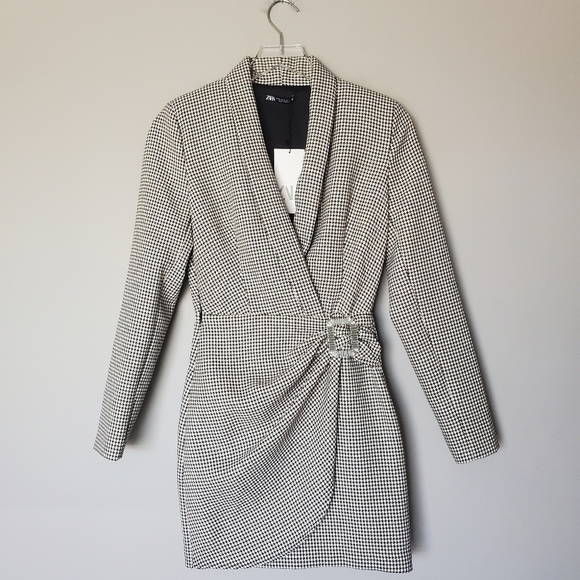 ZARA Mini Houndstooh Blazer Dress Bloggers Favorite NWT - Picture 6 of 12